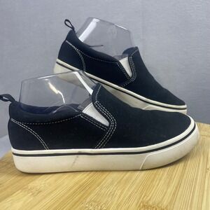 Youth Canvas Slip On Sneakers Black White Trim Memory Foam BYWN41AC001L Size 2‎